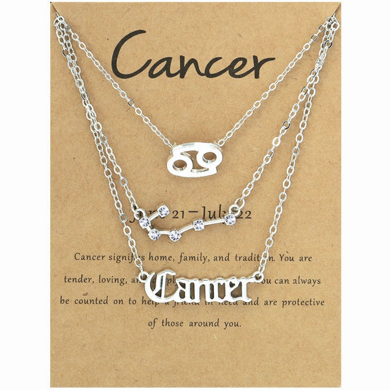 Wholesale Multi-layered Twelve Zodiac Signs Stainless Steel Necklace Set