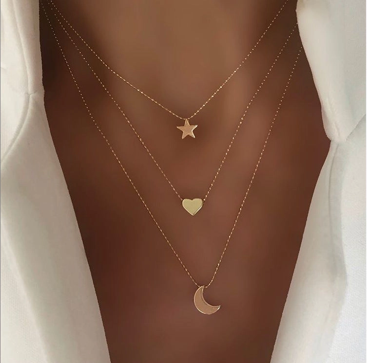 Wholesale Multi-Layered Wearing Cross Star Moon Butterfly Pendant Alloy Necklace