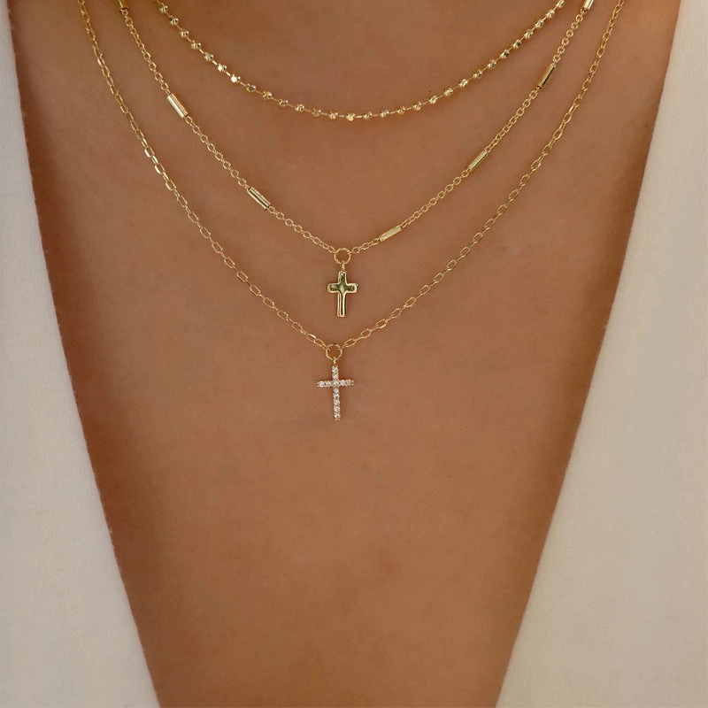 Wholesale Multi-Layered Wearing Cross Star Moon Butterfly Pendant Alloy Necklace