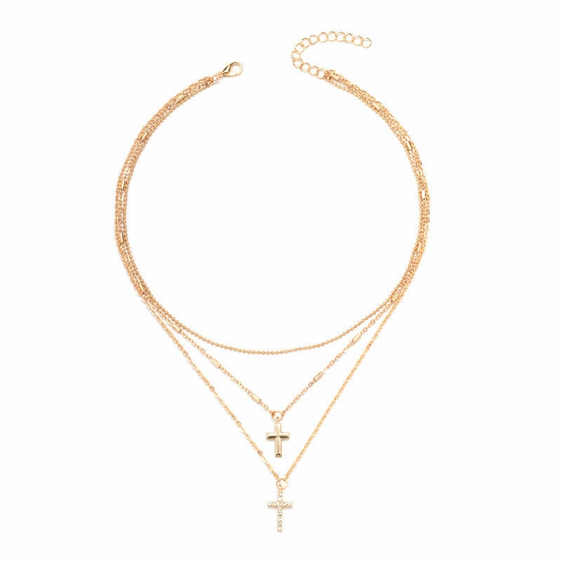Wholesale Multi-Layered Wearing Cross Star Moon Butterfly Pendant Alloy Necklace