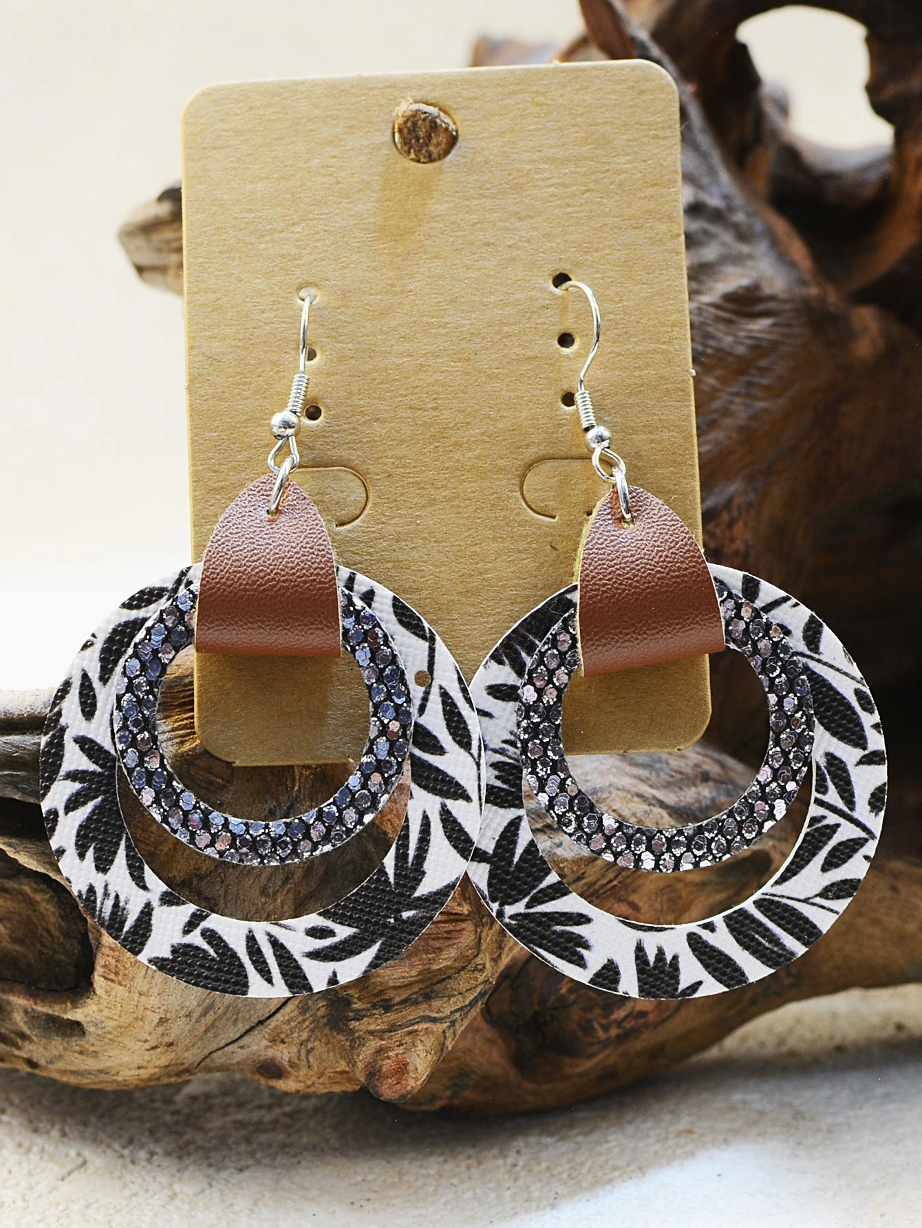 Wholesale Multi-layered Western Gretel Leopard Print Simple Flower Earrings
