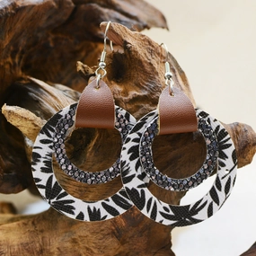Wholesale Multi-layered Western Gretel Leopard Print Simple Flower Earrings