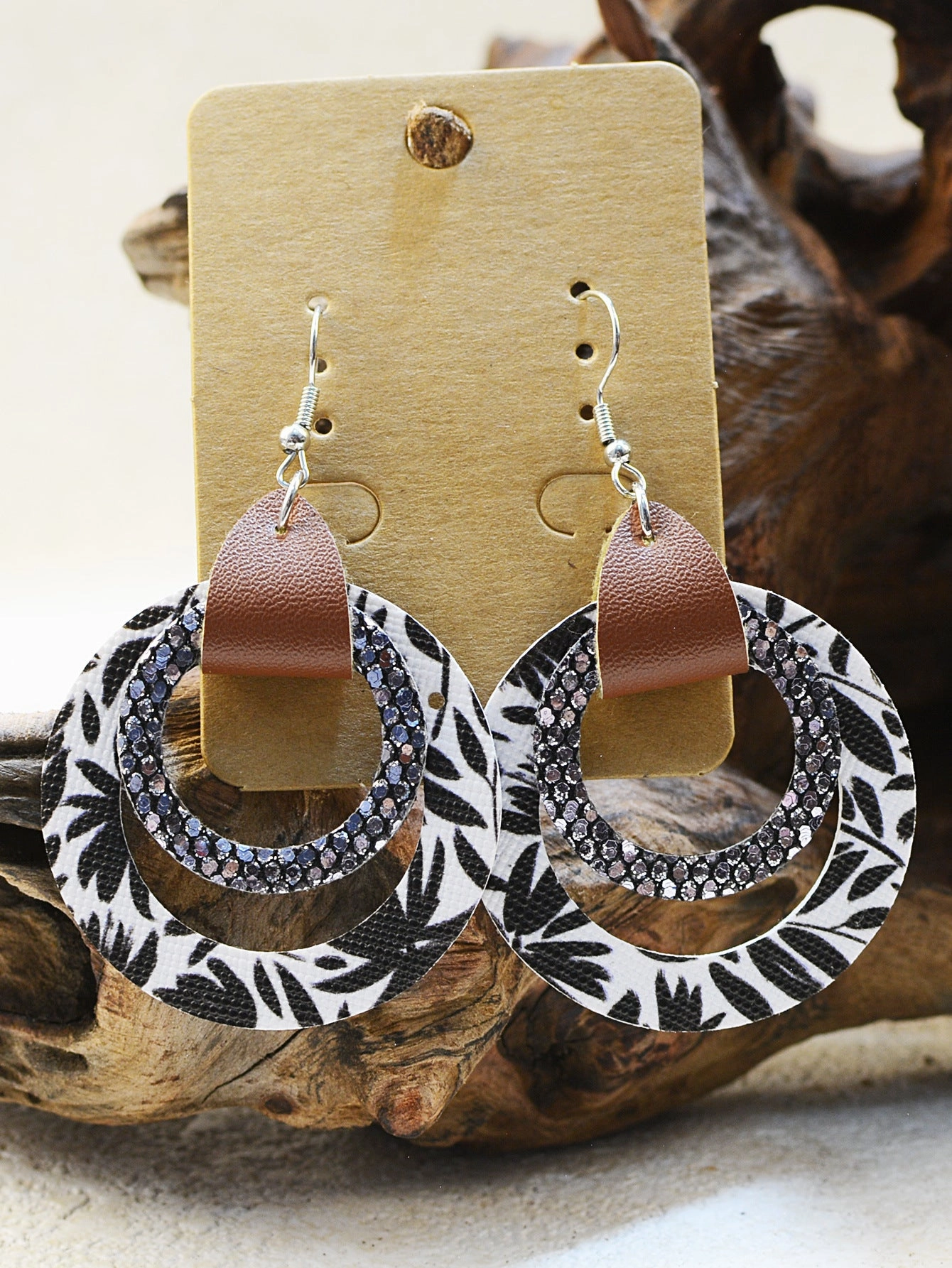 Wholesale Multi-layered Western Gretel Leopard Print Simple Flower Earrings