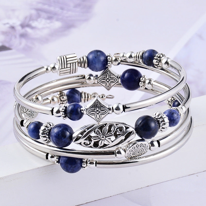 Wholesale Multi-ring Natural Stone Agate Bead Bracelet