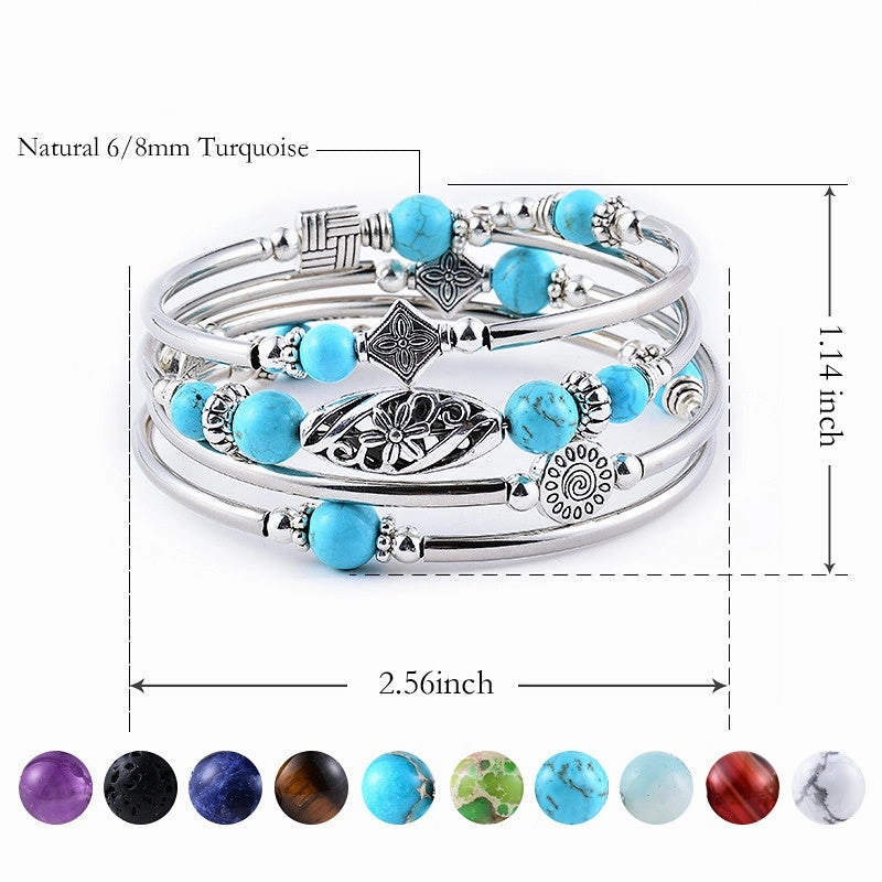 Wholesale Multi-ring Natural Stone Agate Bead Bracelet