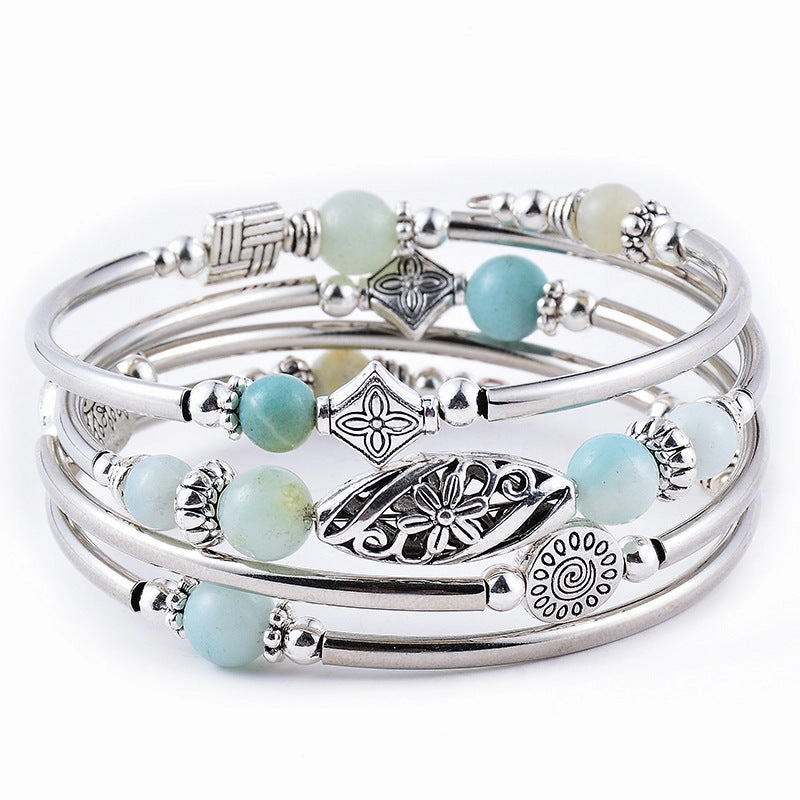 Wholesale Multi-ring Natural Stone Agate Bead Bracelet