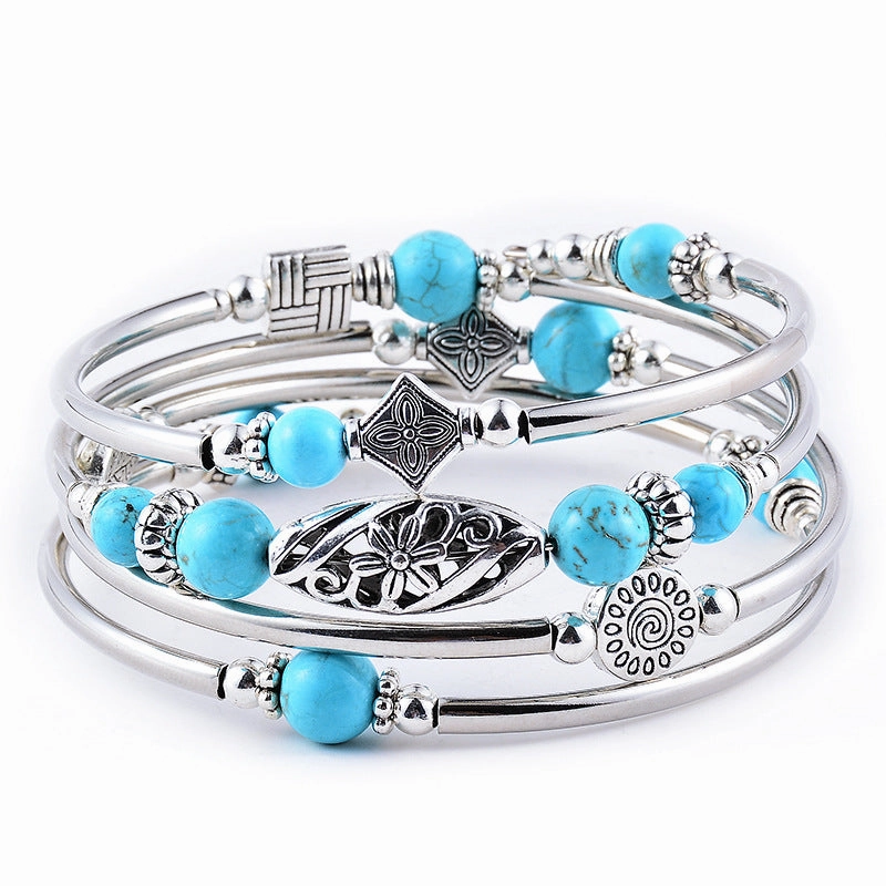 Wholesale Multi-ring Natural Stone Agate Bead Bracelet