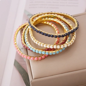 Wholesale Multicolor Acrylic Stretch Bracelet Set