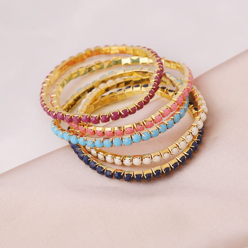 Wholesale Multicolor Acrylic Stretch Bracelet Set
