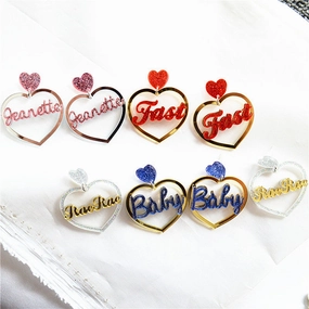 Wholesale Multicolor Cutout Heart Acrylic Earrings