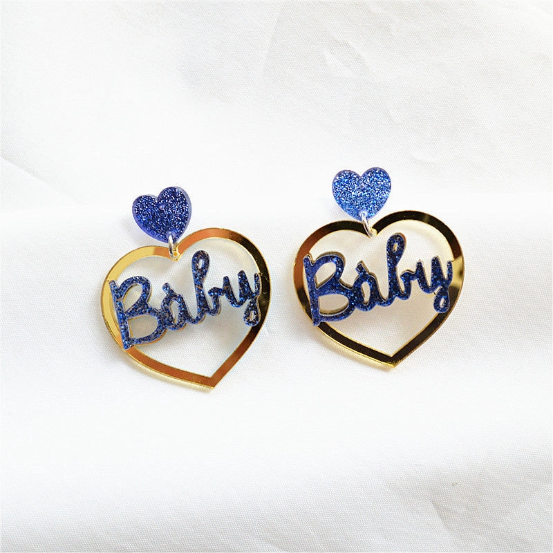 Wholesale Multicolor Cutout Heart Acrylic Earrings