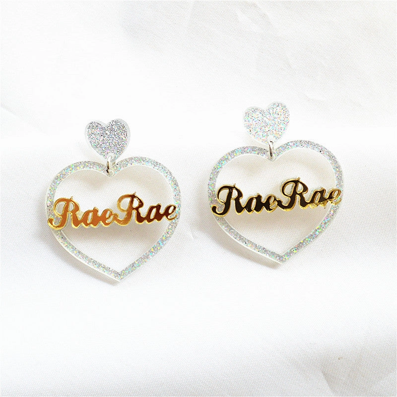 Wholesale Multicolor Cutout Heart Acrylic Earrings