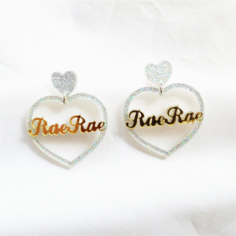 Wholesale Multicolor Cutout Heart Acrylic Earrings