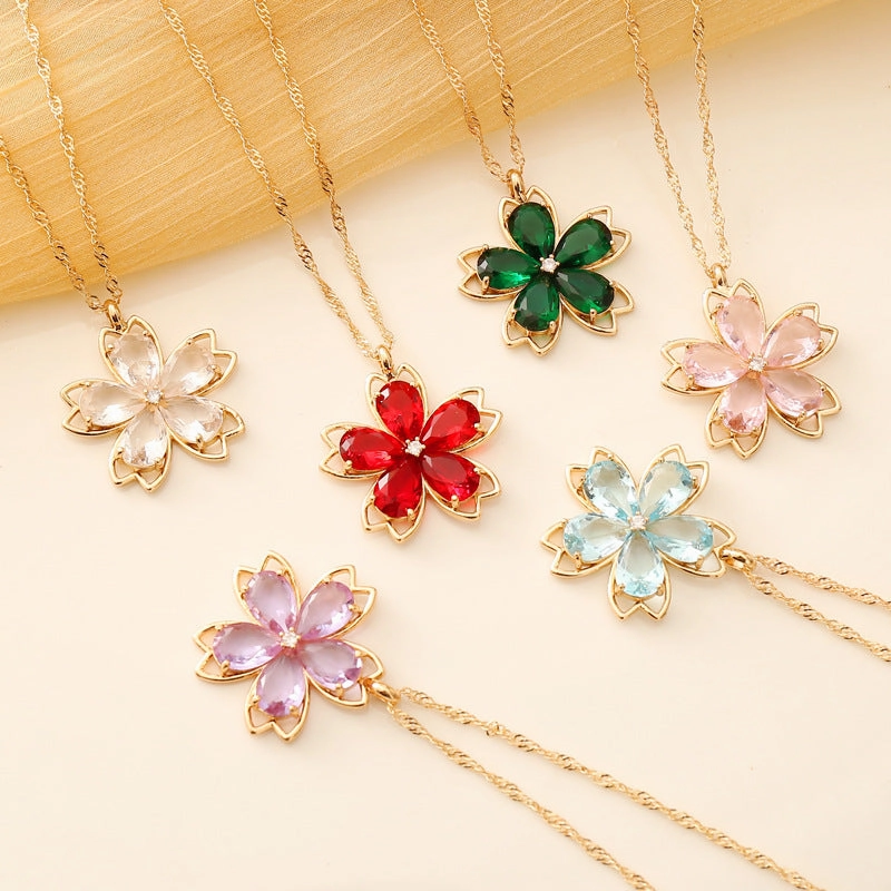 Wholesale Multicolor Flower Crystal Necklace