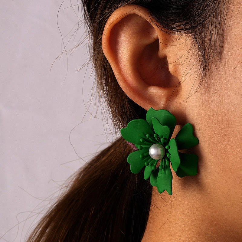 Wholesale Multicolor Flowers Alloy Ear Studs
