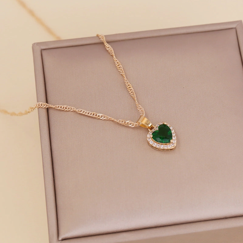 Wholesale Multicolor Love Zircon Necklace Clavicle Chain
