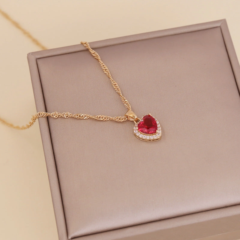 Wholesale Multicolor Love Zircon Necklace Clavicle Chain