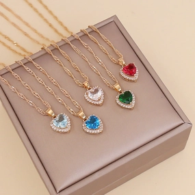 Wholesale Multicolor Love Zircon Necklace Clavicle Chain