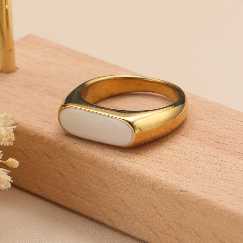 Wholesale Multicolor Oil Drop Geometric Titanium Steel Gold Plated Ring