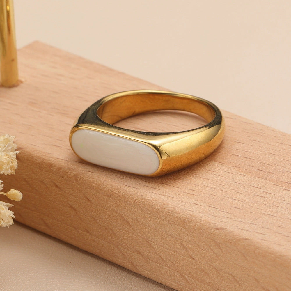 Wholesale Multicolor Oil Drop Geometric Titanium Steel Gold Plated Ring