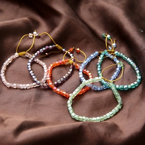 Wholesale Multicolor Square Faceted Glass Beads Bracelet