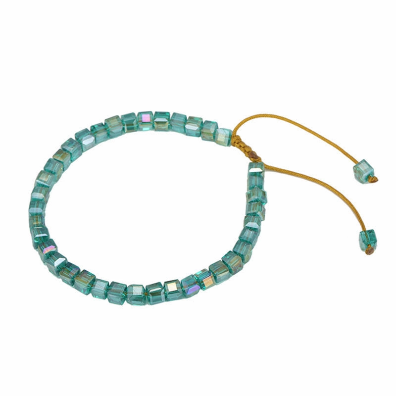 Wholesale Multicolor Square Faceted Glass Beads Bracelet