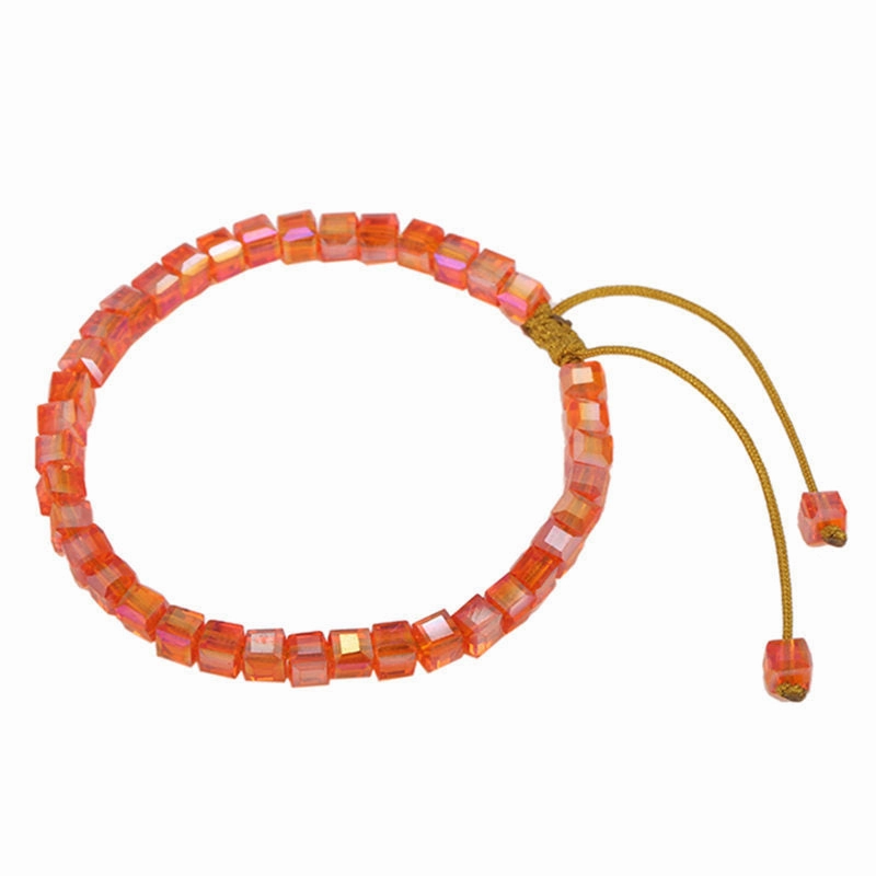 Wholesale Multicolor Square Faceted Glass Beads Bracelet