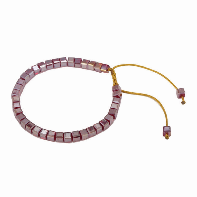 Wholesale Multicolor Square Faceted Glass Beads Bracelet