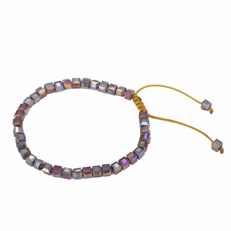 Wholesale Multicolor Square Faceted Glass Beads Bracelet
