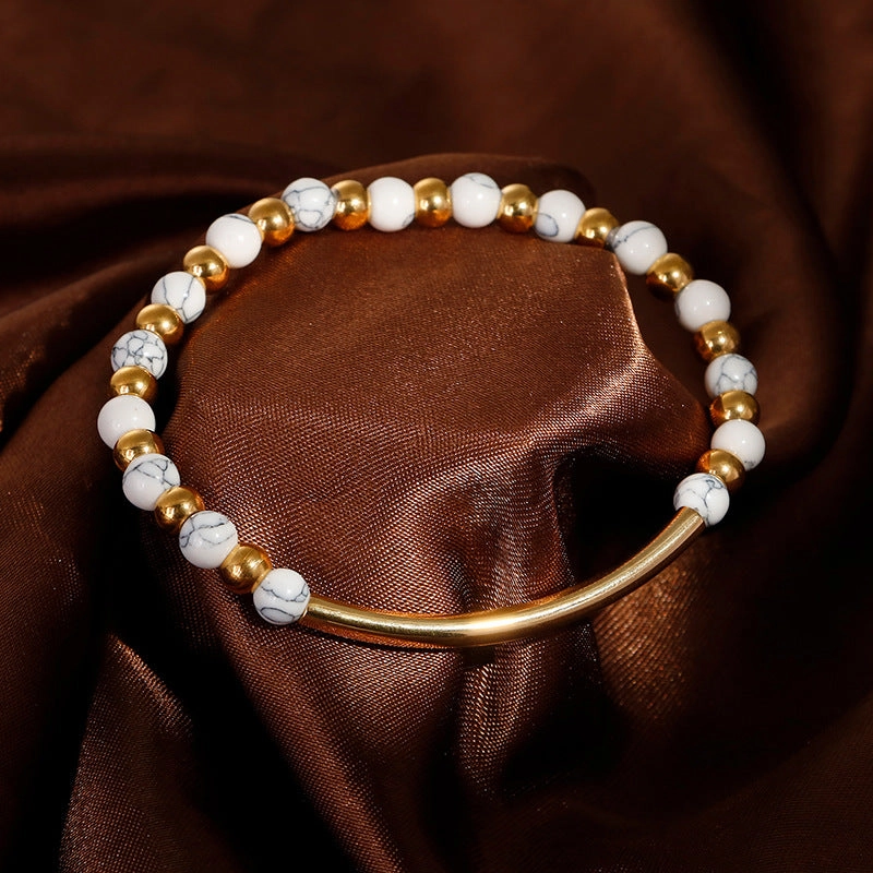 Wholesale Multicolor Turquoise Beads Stainless Steel Bracelet
