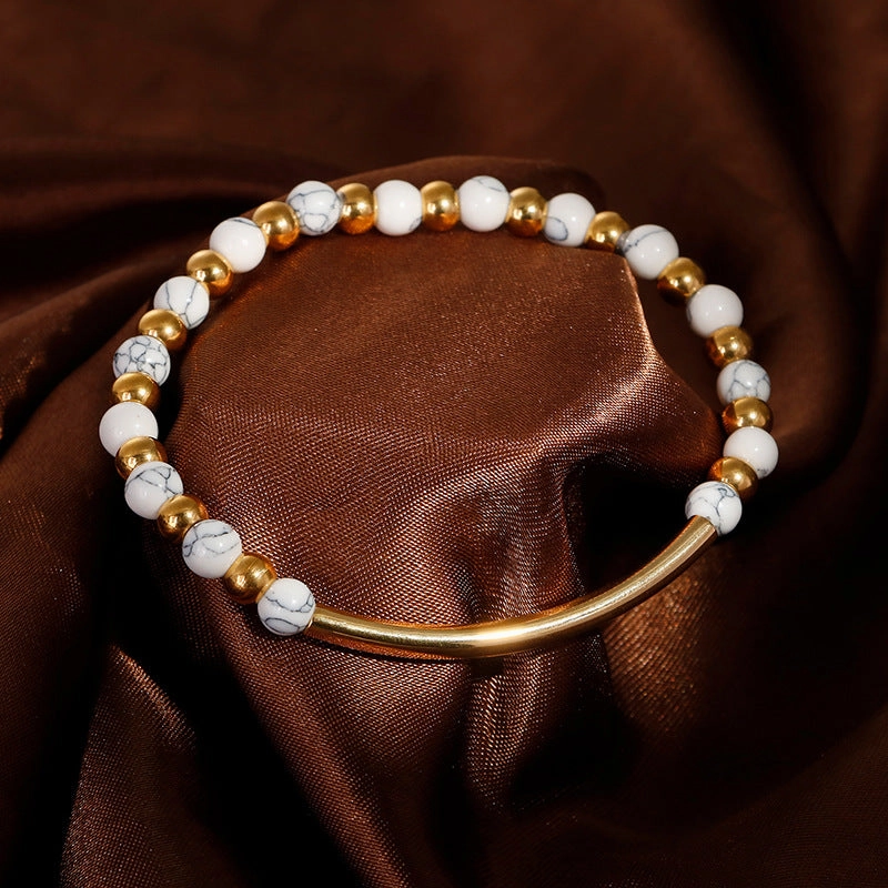 Wholesale Multicolor Turquoise Beads Stainless Steel Bracelet
