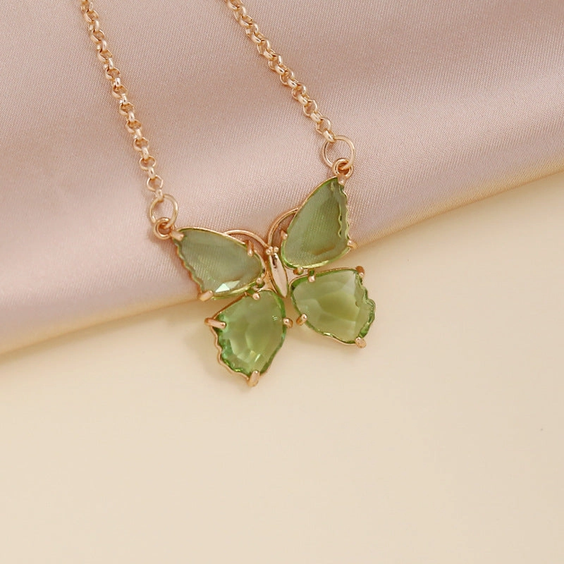 Wholesale Multicolor Zircon Butterfly Necklace