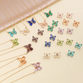 Wholesale Multicolor Zircon Butterfly Necklace