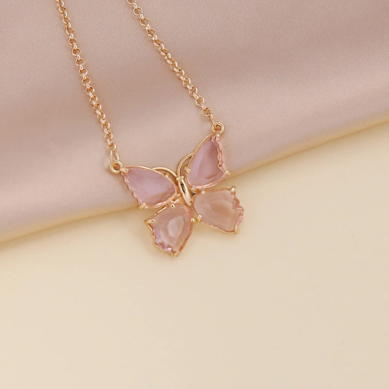 Wholesale Multicolor Zircon Butterfly Necklace