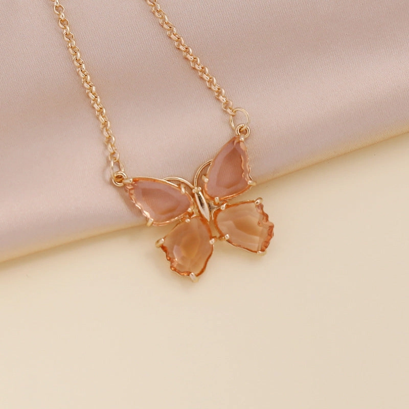 Wholesale Multicolor Zircon Butterfly Necklace
