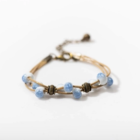 Wholesale Multilayer Braided Glazed Ceramic Bracelet