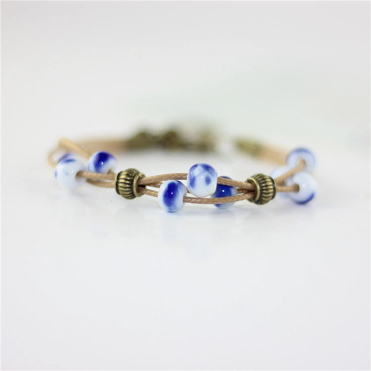 Wholesale Multilayer Braided Glazed Ceramic Bracelet