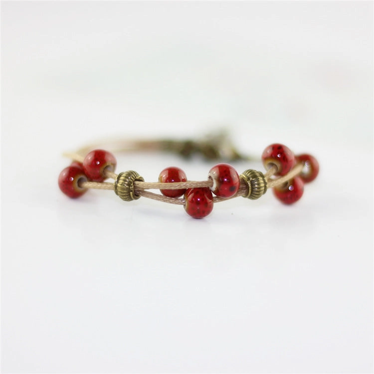 Wholesale Multilayer Braided Glazed Ceramic Bracelet