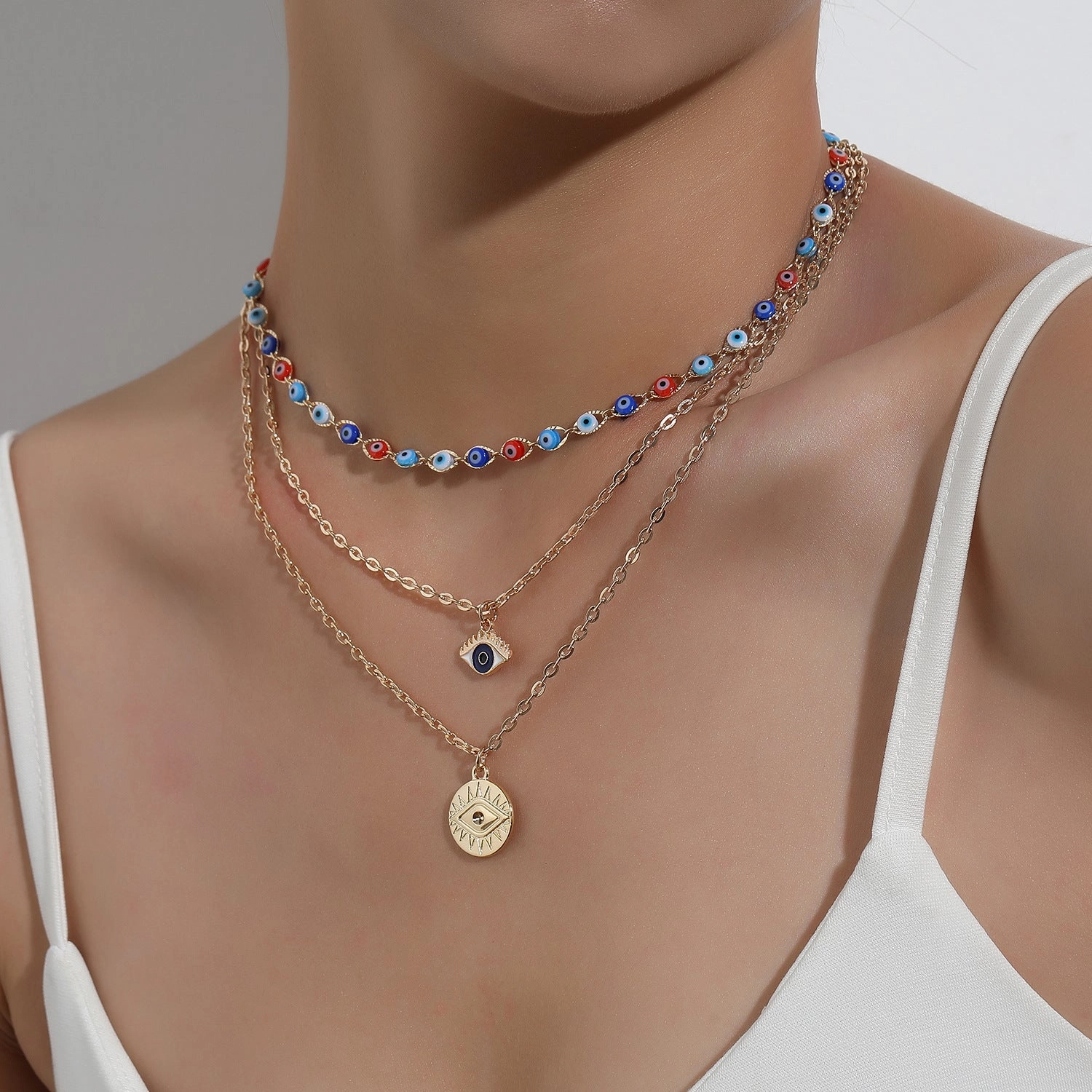 Wholesale Multilayer Devil Eye Alloy Necklace