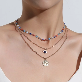 Wholesale Multilayer Devil Eye Alloy Necklace