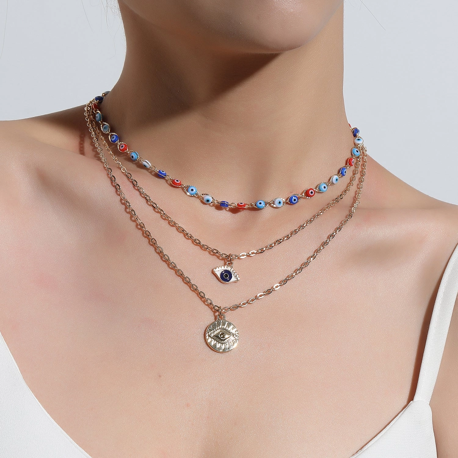 Wholesale Multilayer Devil Eye Alloy Necklace