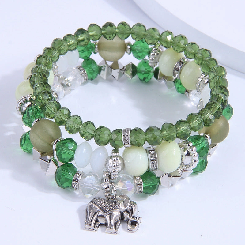 Wholesale Multilayer Glass Bead Alloy Bracelet