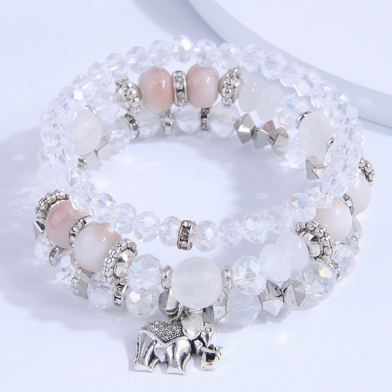Wholesale Multilayer Glass Bead Alloy Bracelet