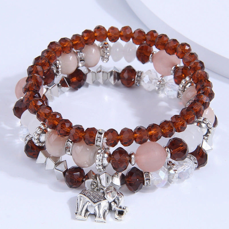 Wholesale Multilayer Glass Bead Alloy Bracelet