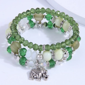 Wholesale Multilayer Glass Bead Alloy Bracelet