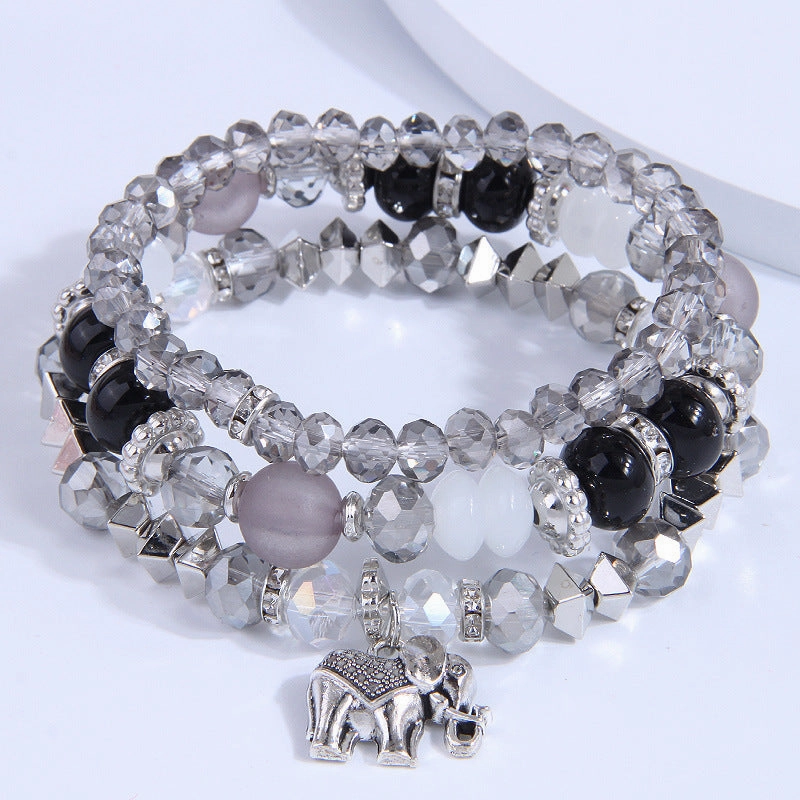 Wholesale Multilayer Glass Bead Alloy Bracelet