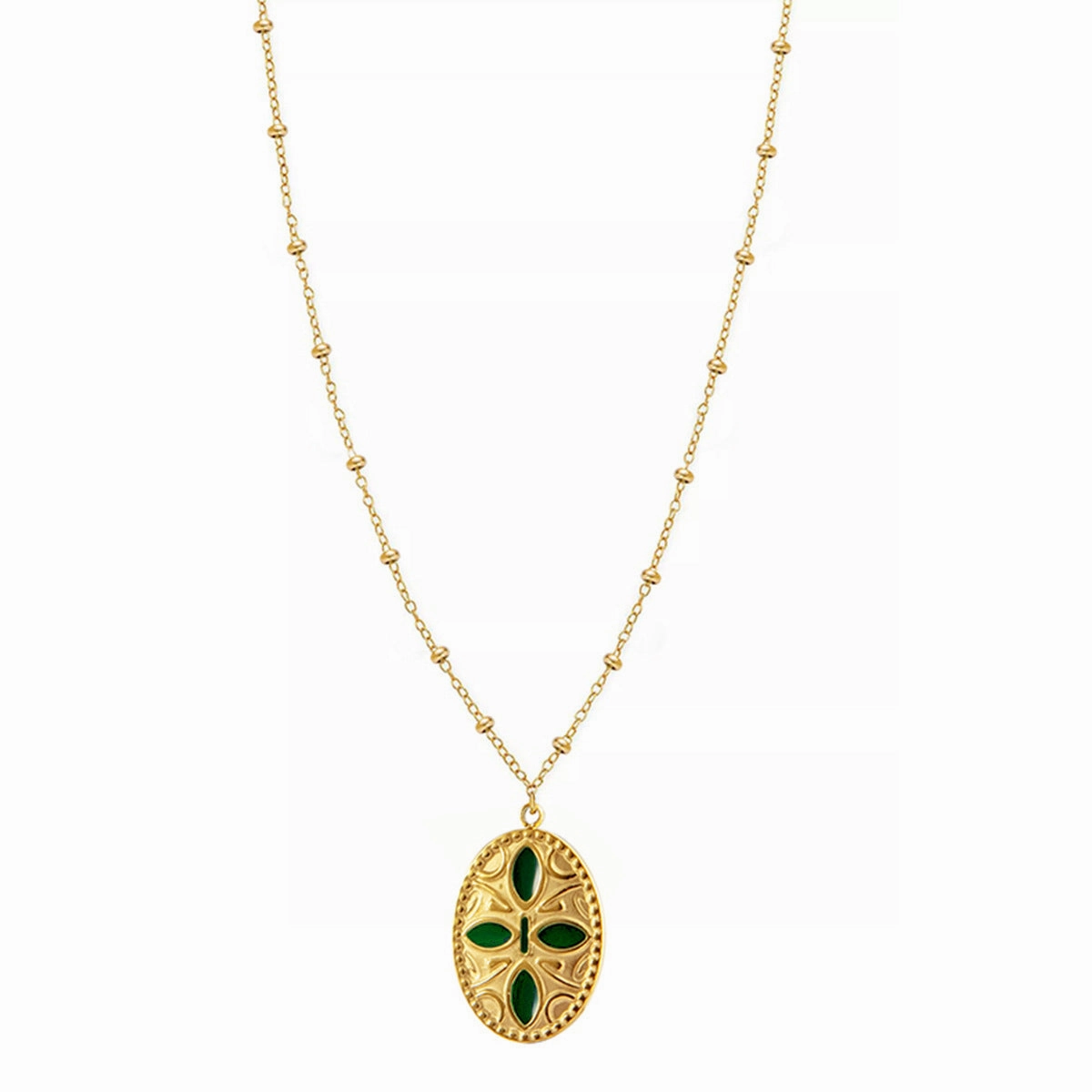 Wholesale Multilayer Oil Oval Pendant Stainless Steel Necklace