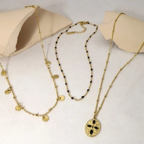 Wholesale Multilayer Oil Oval Pendant Stainless Steel Necklace
