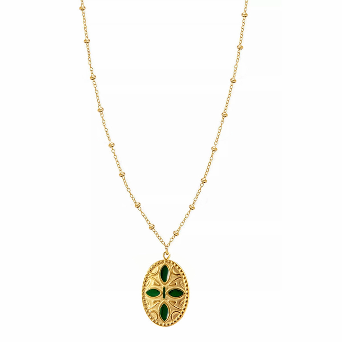 Wholesale Multilayer Oil Oval Pendant Stainless Steel Necklace