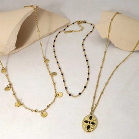 Wholesale Multilayer Oil Oval Pendant Stainless Steel Necklace